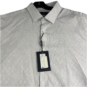 $98 Hart Schaffner Marx Men's XL Long Sleeve Shirt Cotton , White/Blue NWT